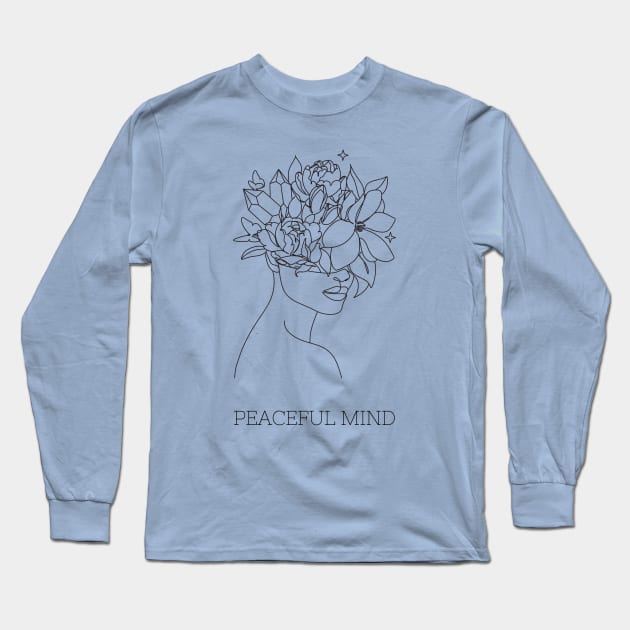 Peaceful mind girl draw Long Sleeve T-Shirt by redsunflower